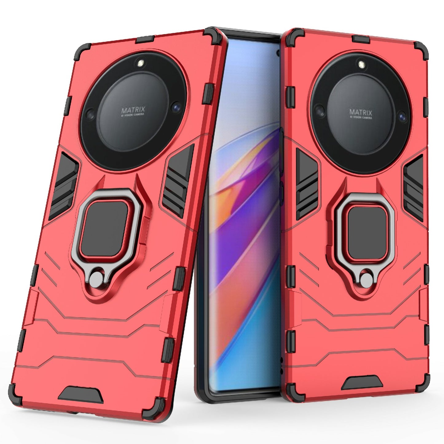 For Honor X40 5G / X9a 5G / Magic5 Lite 5G Ring Holder Kickstand Back Cover TPU+PC Anti-drop Phone Case