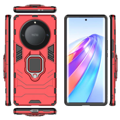 For Honor X40 5G / X9a 5G / Magic5 Lite 5G Ring Holder Kickstand Back Cover TPU+PC Anti-drop Phone Case