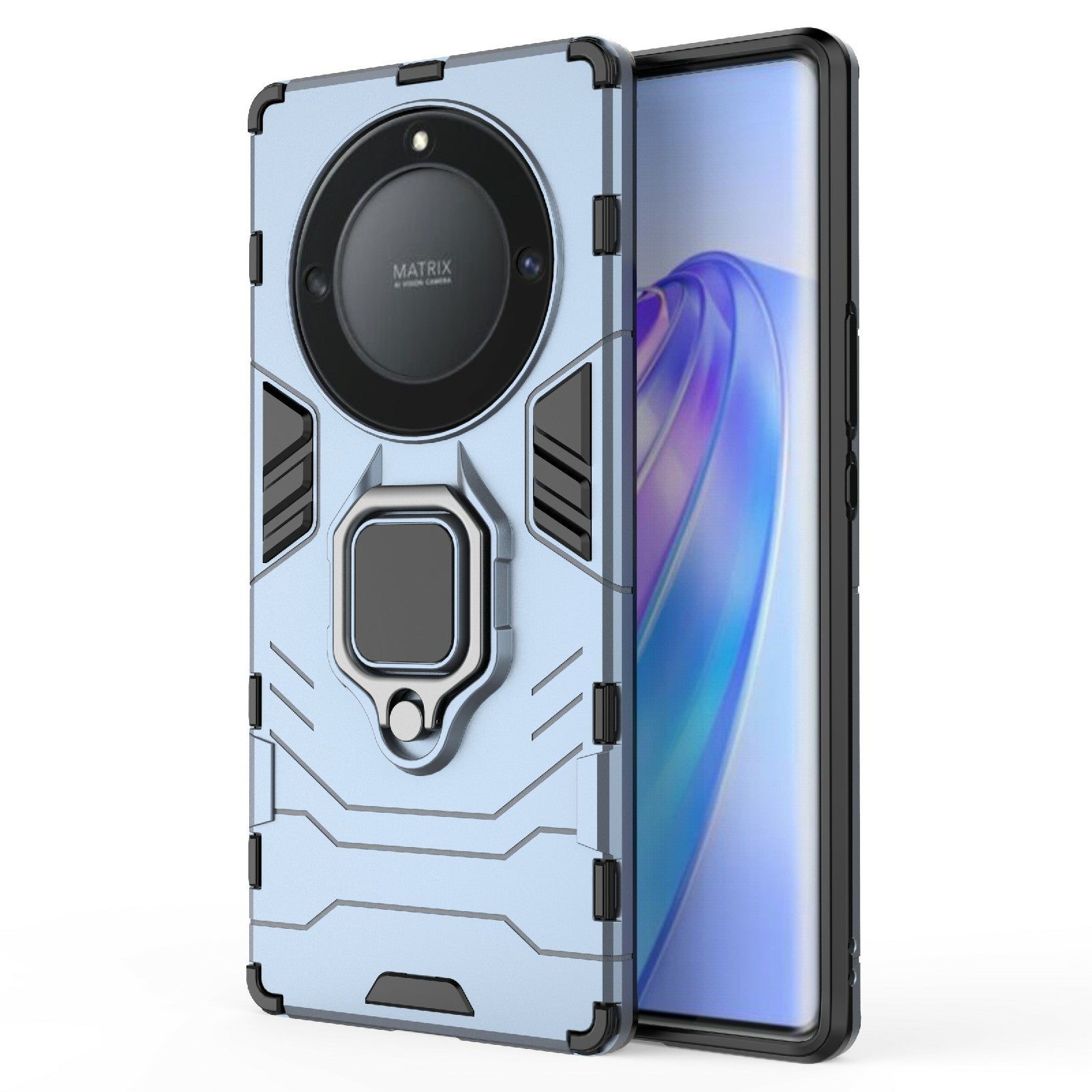 For Honor X40 5G / X9a 5G / Magic5 Lite 5G Ring Holder Kickstand Back Cover TPU+PC Anti-drop Phone Case
