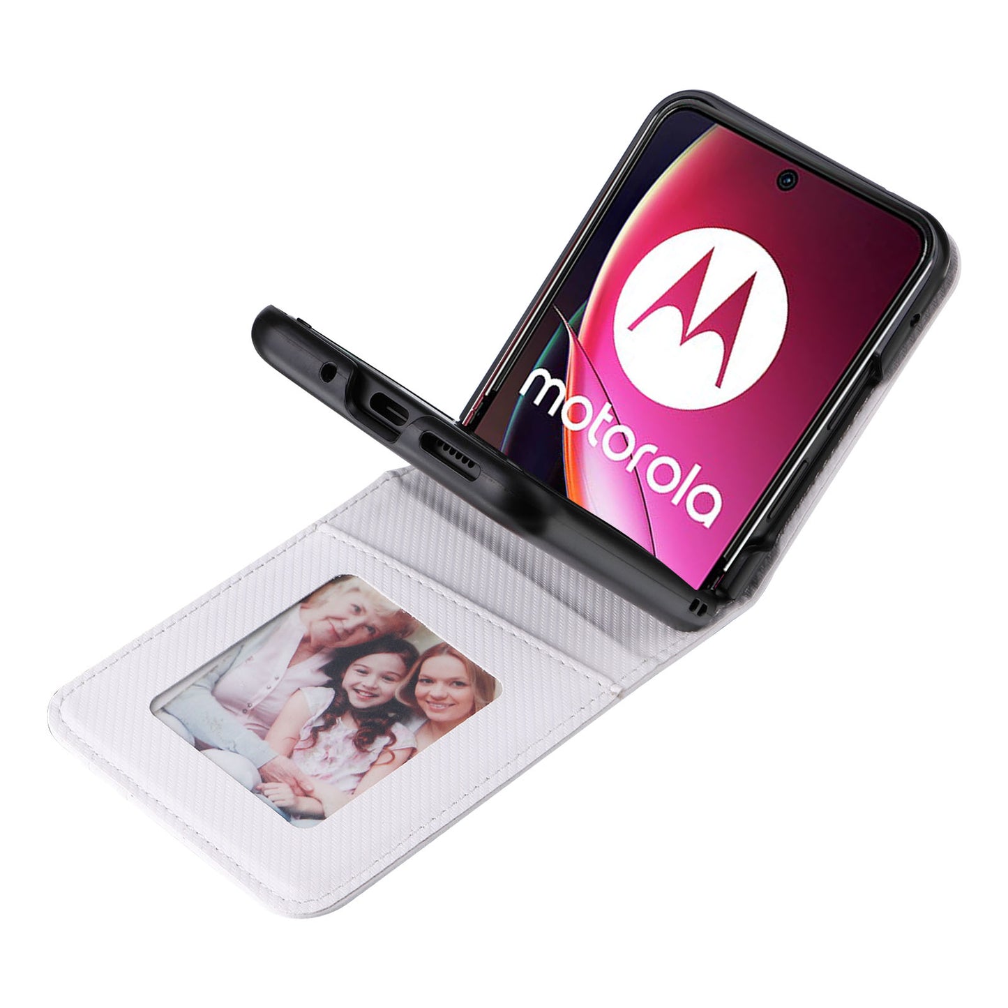 For Motorola Razr 40 Ultra 5G Card Holder Phone Case Carbon Fiber Texture PU Leather+PC Cover