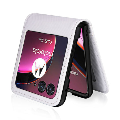 For Motorola Razr 40 Ultra 5G Card Holder Phone Case Carbon Fiber Texture PU Leather+PC Cover