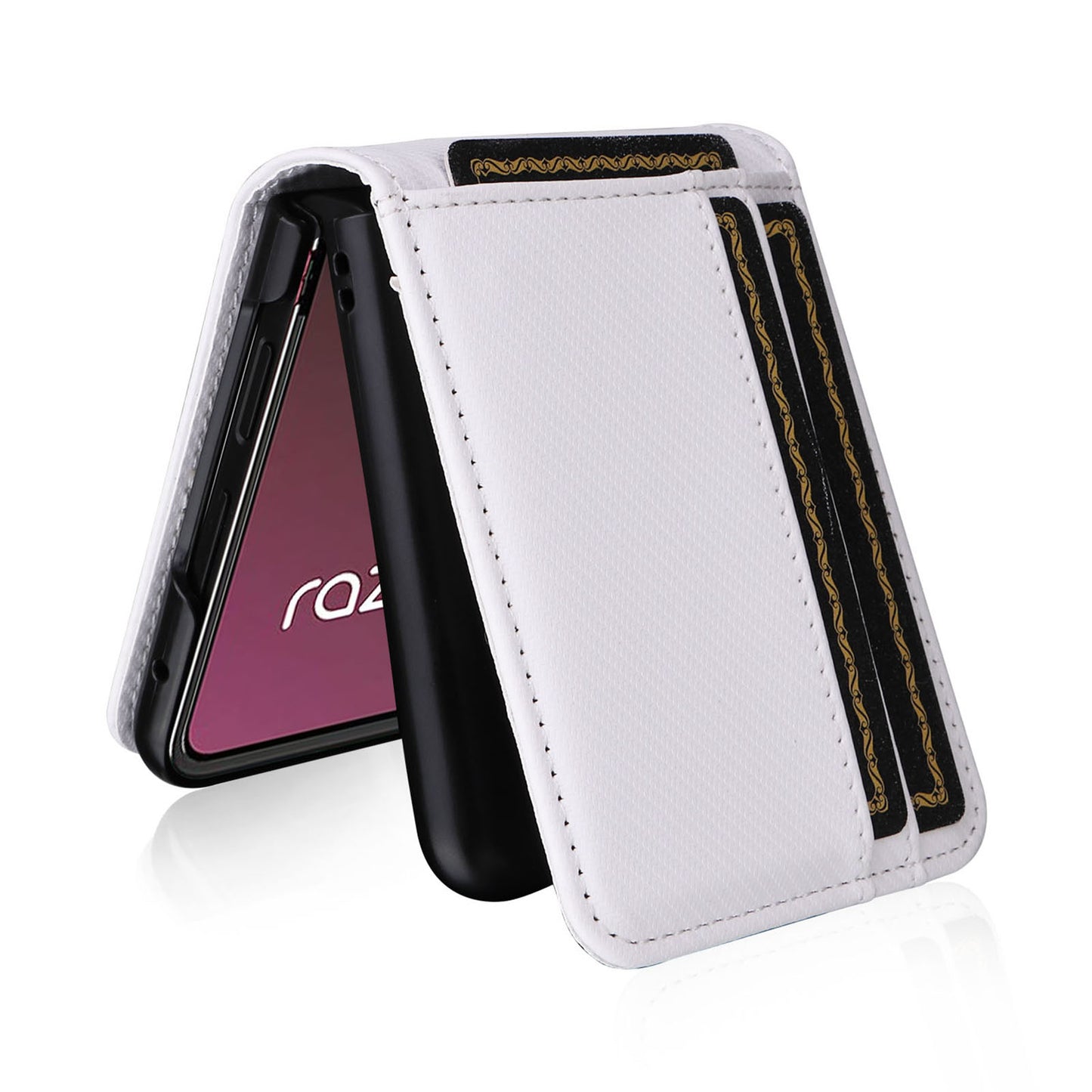 For Motorola Razr 40 Ultra 5G Card Holder Phone Case Carbon Fiber Texture PU Leather+PC Cover