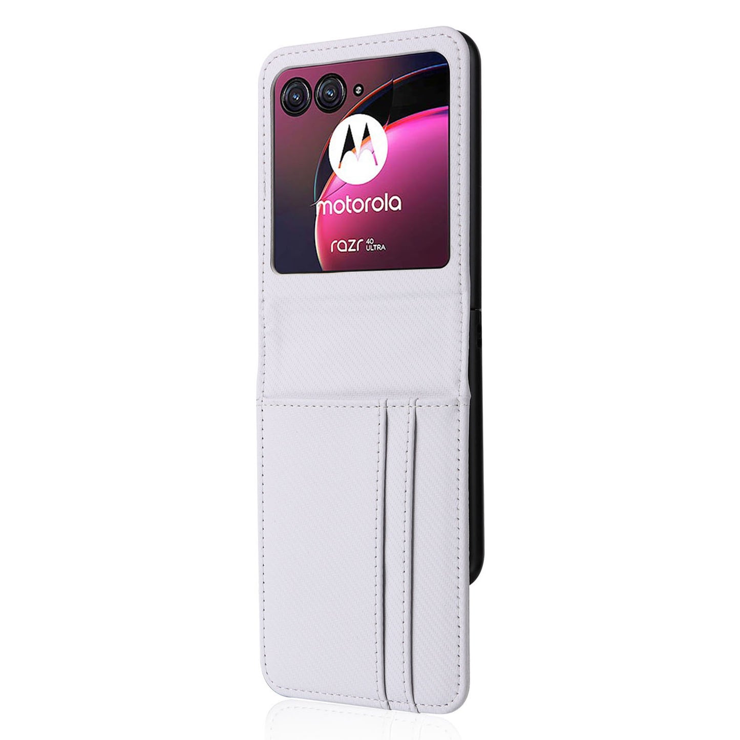 For Motorola Razr 40 Ultra 5G Card Holder Phone Case Carbon Fiber Texture PU Leather+PC Cover