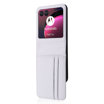 For Motorola Razr 40 Ultra 5G Card Holder Phone Case Carbon Fiber Texture PU Leather+PC Cover