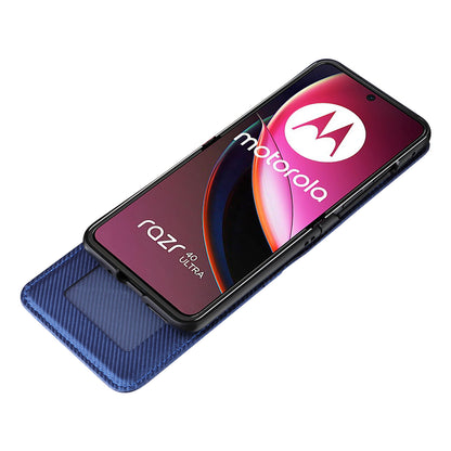 For Motorola Razr 40 Ultra 5G Card Holder Phone Case Carbon Fiber Texture PU Leather+PC Cover