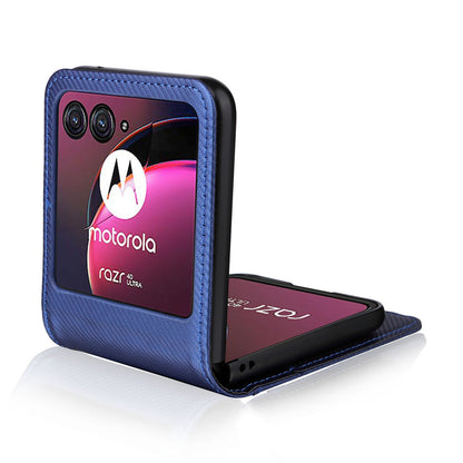 For Motorola Razr 40 Ultra 5G Card Holder Phone Case Carbon Fiber Texture PU Leather+PC Cover