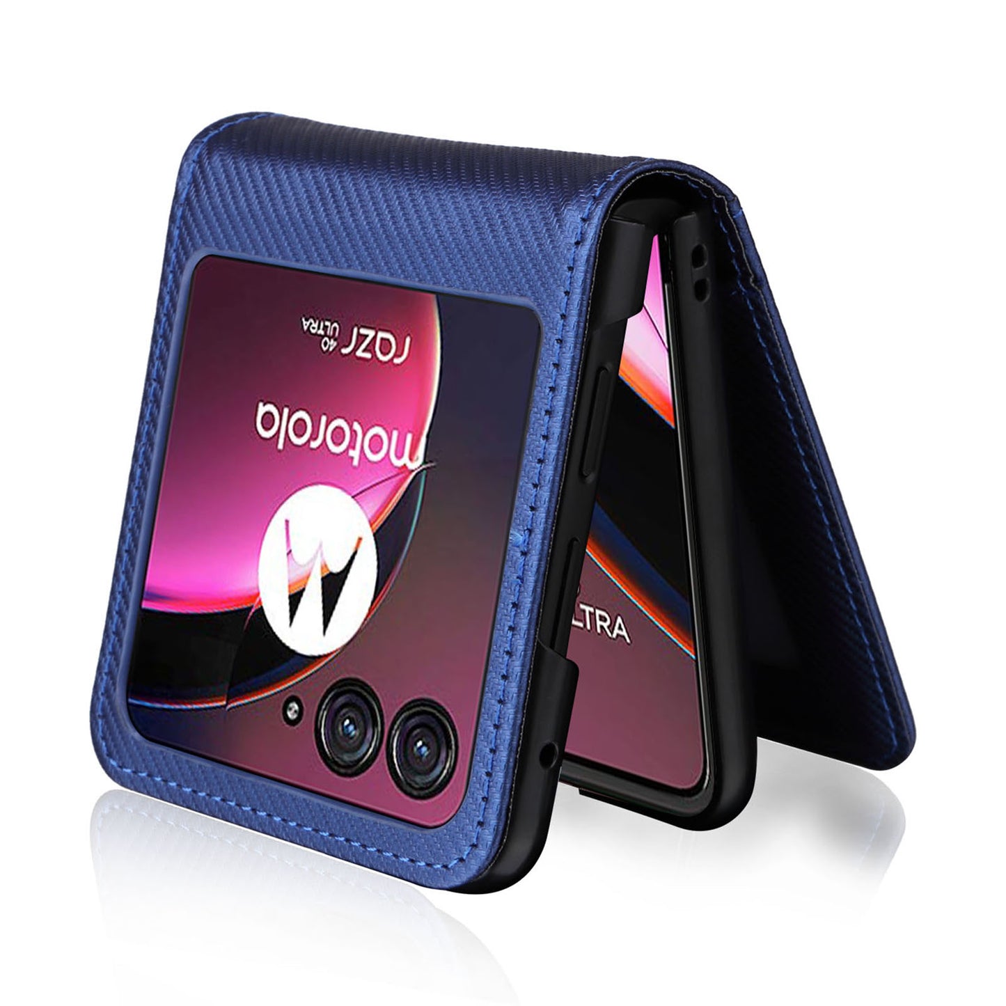 For Motorola Razr 40 Ultra 5G Card Holder Phone Case Carbon Fiber Texture PU Leather+PC Cover