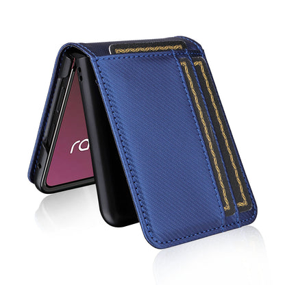 For Motorola Razr 40 Ultra 5G Card Holder Phone Case Carbon Fiber Texture PU Leather+PC Cover