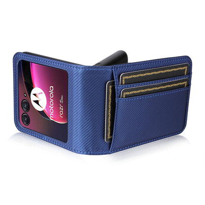 For Motorola Razr 40 Ultra 5G Card Holder Phone Case Carbon Fiber Texture PU Leather+PC Cover