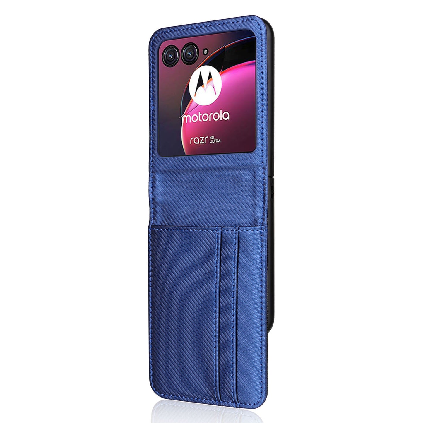 For Motorola Razr 40 Ultra 5G Card Holder Phone Case Carbon Fiber Texture PU Leather+PC Cover