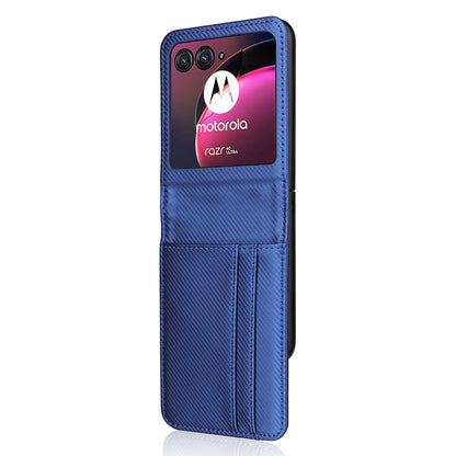 For Motorola Razr 40 Ultra 5G Card Holder Phone Case Carbon Fiber Texture PU Leather+PC Cover
