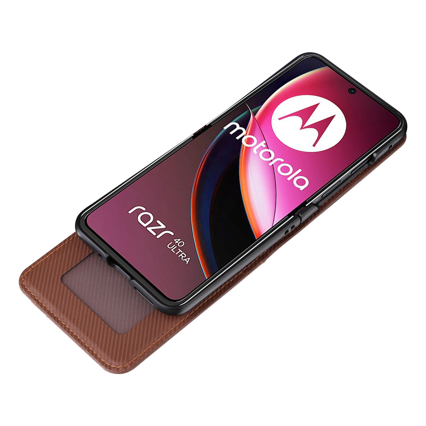 For Motorola Razr 40 Ultra 5G Card Holder Phone Case Carbon Fiber Texture PU Leather+PC Cover