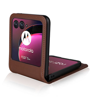 For Motorola Razr 40 Ultra 5G Card Holder Phone Case Carbon Fiber Texture PU Leather+PC Cover