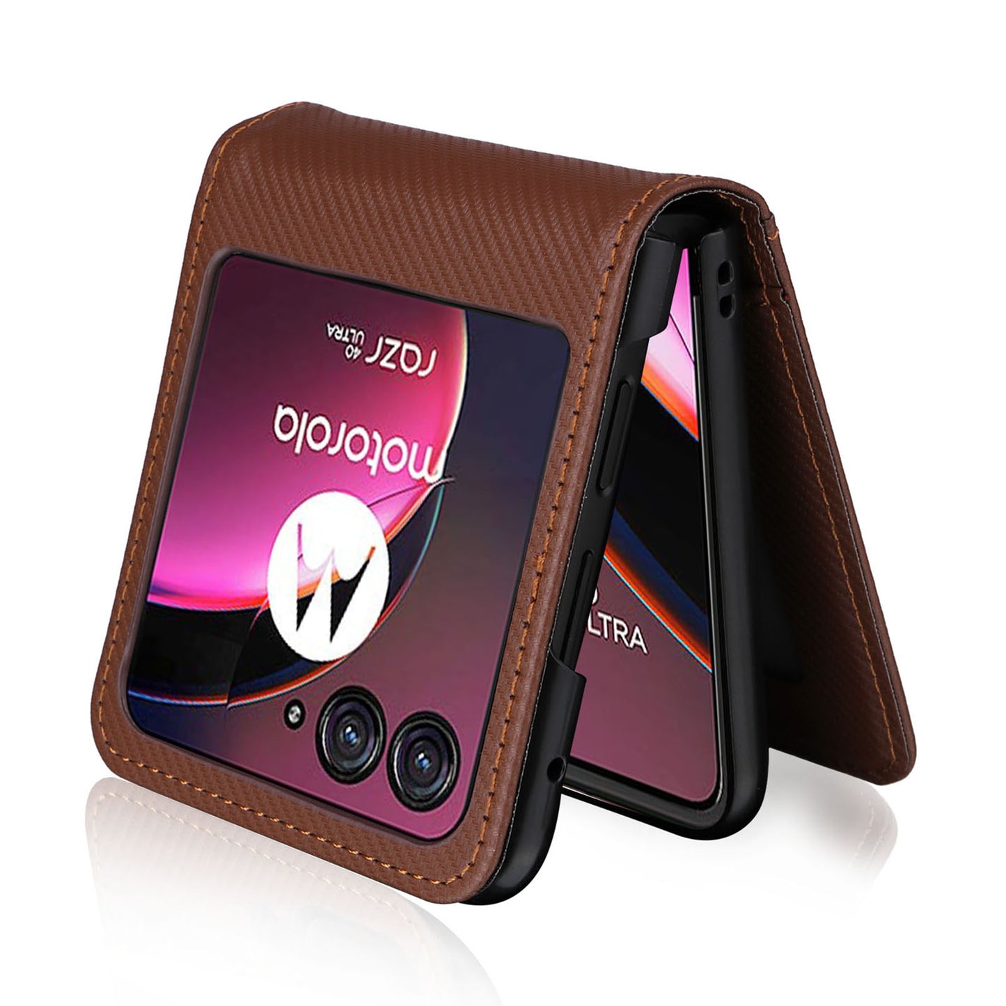 For Motorola Razr 40 Ultra 5G Card Holder Phone Case Carbon Fiber Texture PU Leather+PC Cover
