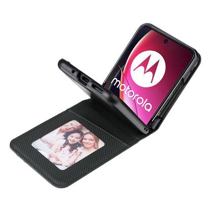 For Motorola Razr 40 Ultra 5G Card Holder Phone Case Carbon Fiber Texture PU Leather+PC Cover