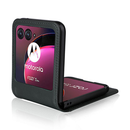 For Motorola Razr 40 Ultra 5G Card Holder Phone Case Carbon Fiber Texture PU Leather+PC Cover