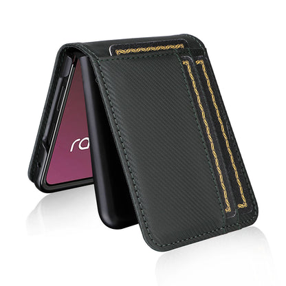 For Motorola Razr 40 Ultra 5G Card Holder Phone Case Carbon Fiber Texture PU Leather+PC Cover