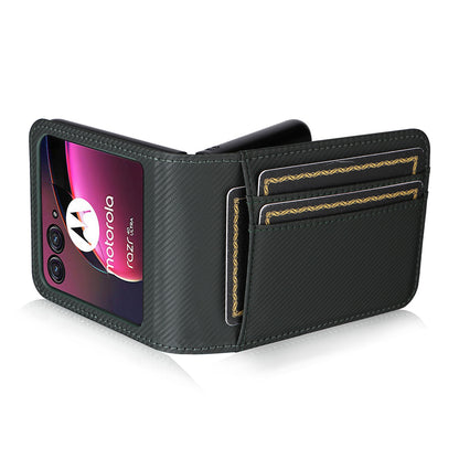For Motorola Razr 40 Ultra 5G Card Holder Phone Case Carbon Fiber Texture PU Leather+PC Cover