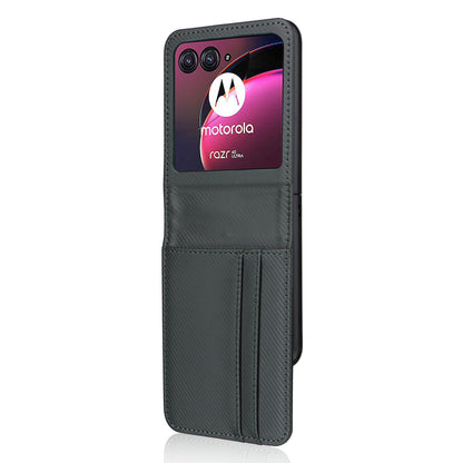 For Motorola Razr 40 Ultra 5G Card Holder Phone Case Carbon Fiber Texture PU Leather+PC Cover