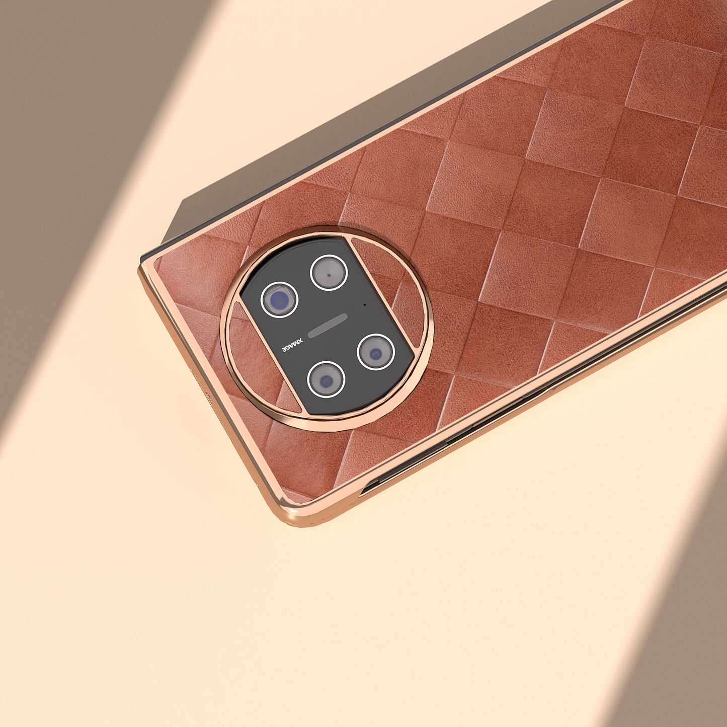 For Huawei Mate X3 5G Grid Texture Folding Phone Cover PU Leather Coated PC Electroplating Case