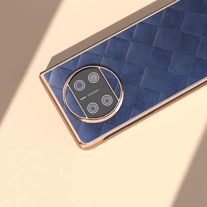 For Huawei Mate X3 5G Grid Texture Folding Phone Cover PU Leather Coated PC Electroplating Case