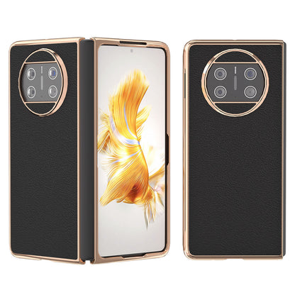 For Huawei Mate X3 5G Genuine Cow Leather + PC Case Electroplating Protective Phone Cover