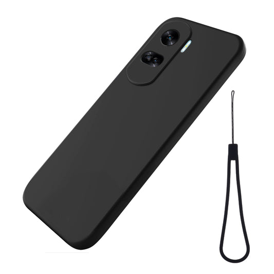 For Honor 90 Lite 5G / X50i 5G Liquid Silicone Phone Case Soft Lining Shockproof Cover with Strap