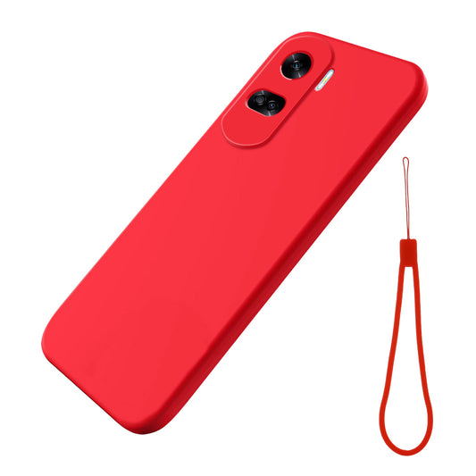 For Honor 90 Lite 5G / X50i 5G Liquid Silicone Phone Case Soft Lining Shockproof Cover with Strap
