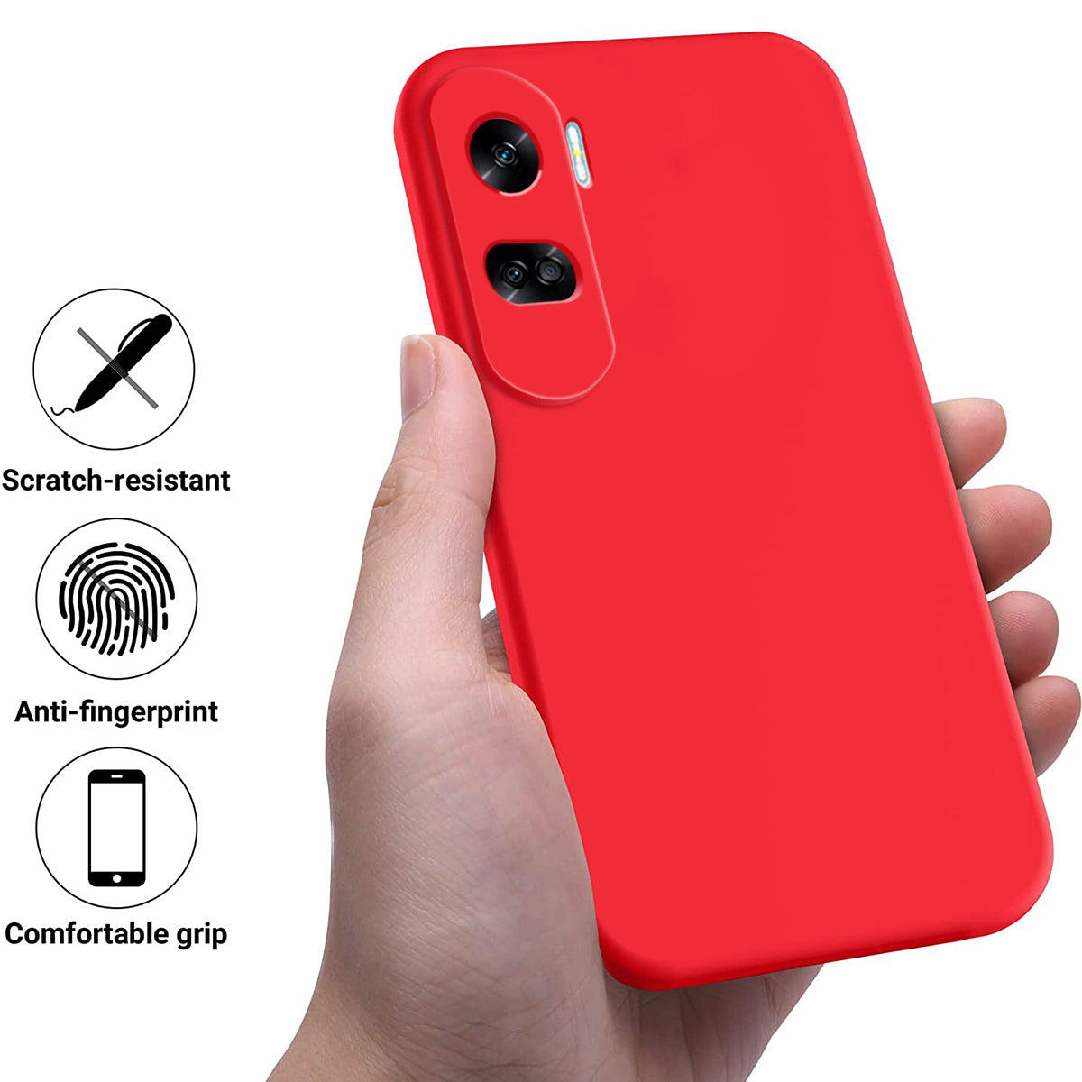 For Honor 90 Lite 5G / X50i 5G Liquid Silicone Phone Case Soft Lining Shockproof Cover with Strap
