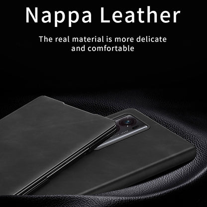 For Honor Magic V2 5G Folding Phone Case Nappa Texture PU Leather + PC Stand Cover