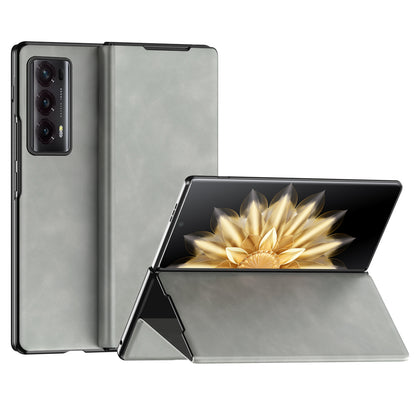 For Honor Magic V2 5G Folding Phone Case Nappa Texture PU Leather + PC Stand Cover