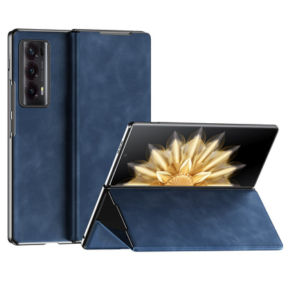 For Honor Magic V2 5G Folding Phone Case Nappa Texture PU Leather + PC Stand Cover