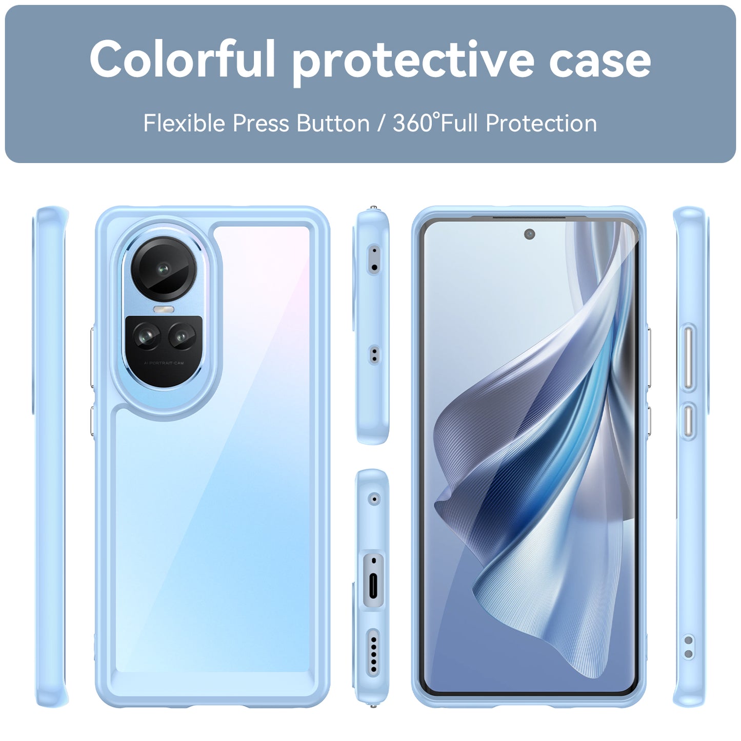For Oppo Reno10 Pro 5G (Global) / Reno10 5G (Global) TPU+Acrylic Hybrid Case Drop-proof Mobile Phone Back Protector Cover