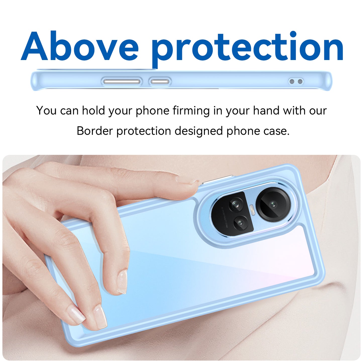 For Oppo Reno10 Pro 5G (Global) / Reno10 5G (Global) TPU+Acrylic Hybrid Case Drop-proof Mobile Phone Back Protector Cover