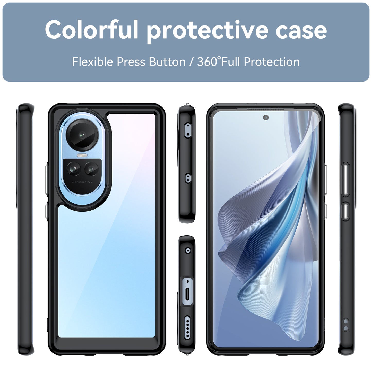 For Oppo Reno10 Pro 5G (Global) / Reno10 5G (Global) TPU+Acrylic Hybrid Case Drop-proof Mobile Phone Back Protector Cover