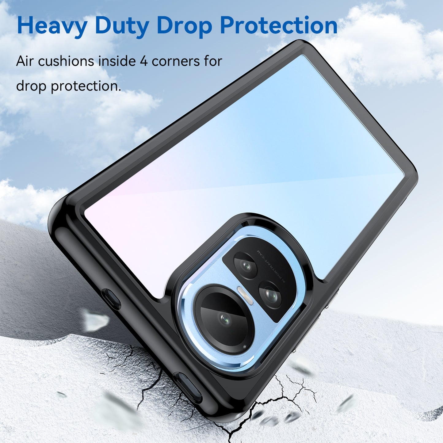 For Oppo Reno10 Pro 5G (Global) / Reno10 5G (Global) TPU+Acrylic Hybrid Case Drop-proof Mobile Phone Back Protector Cover