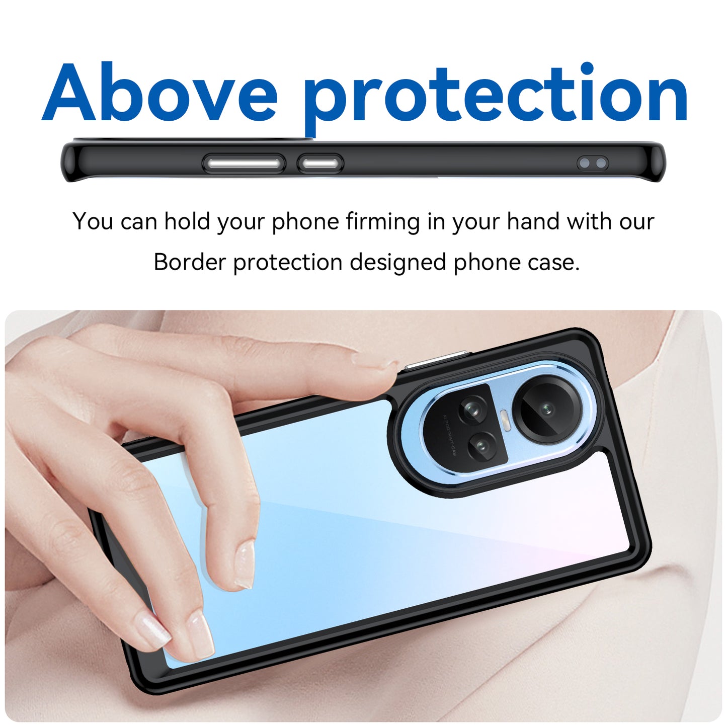 For Oppo Reno10 Pro 5G (Global) / Reno10 5G (Global) TPU+Acrylic Hybrid Case Drop-proof Mobile Phone Back Protector Cover