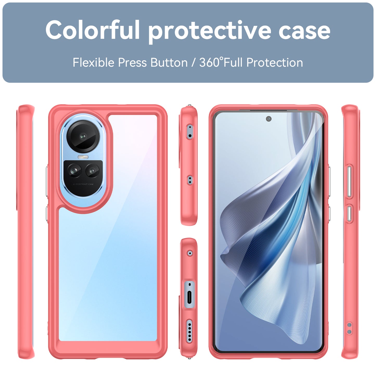 For Oppo Reno10 Pro 5G (Global) / Reno10 5G (Global) TPU+Acrylic Hybrid Case Drop-proof Mobile Phone Back Protector Cover