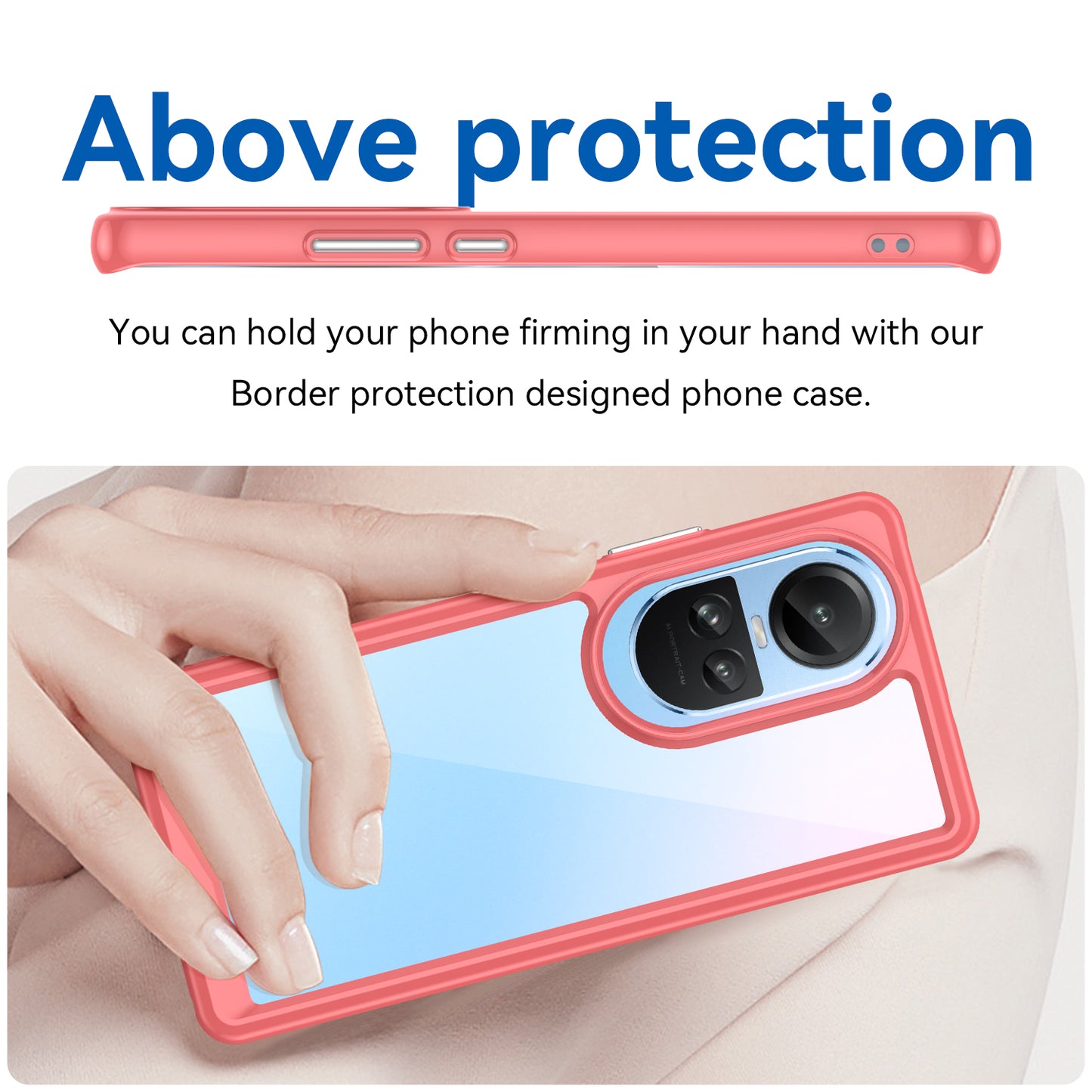 For Oppo Reno10 Pro 5G (Global) / Reno10 5G (Global) TPU+Acrylic Hybrid Case Drop-proof Mobile Phone Back Protector Cover