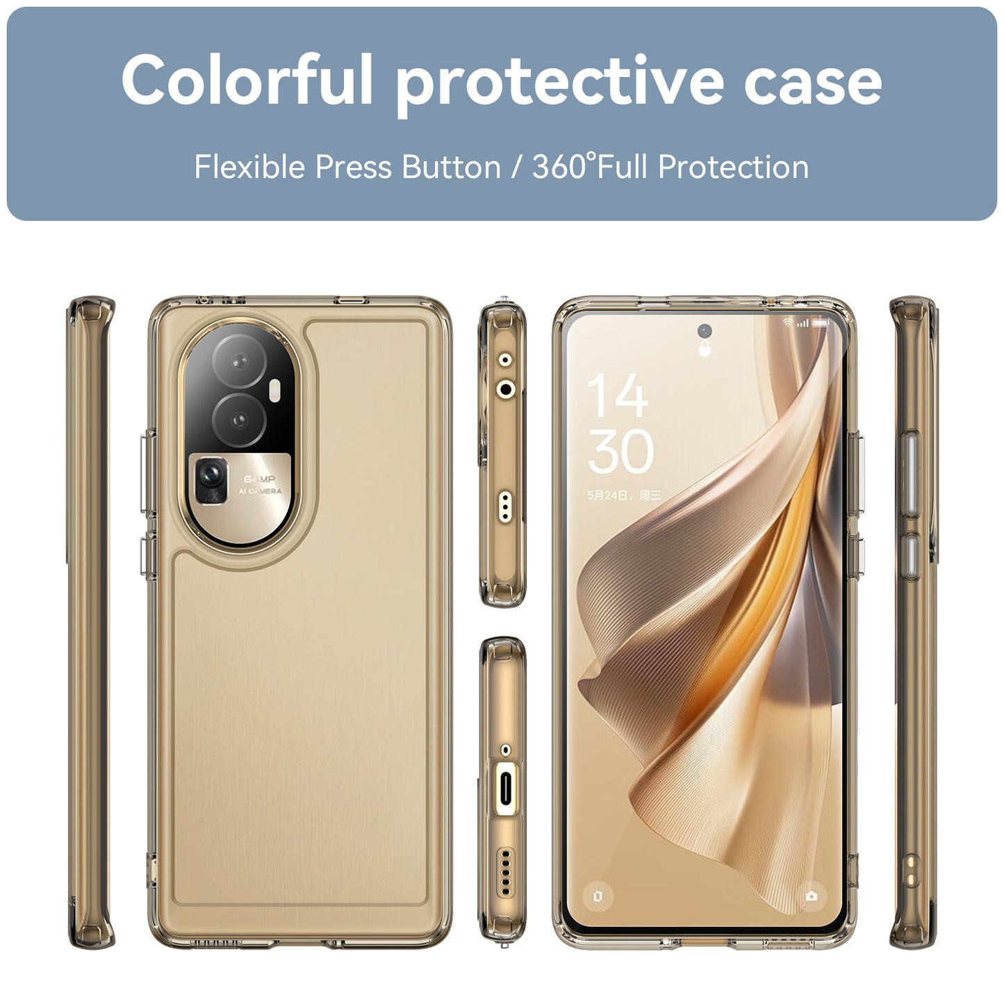 Candy Series For Oppo Reno10 Pro+ 5G Shock-absorbing TPU Phone Case Clear Back Cover