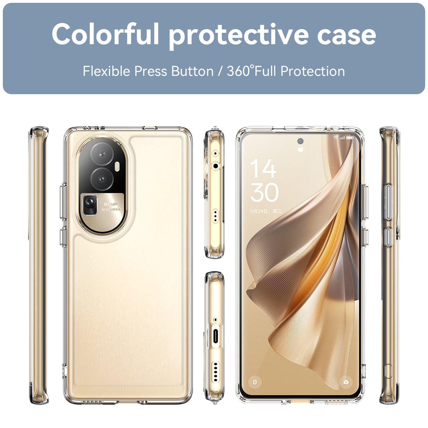 Candy Series For Oppo Reno10 Pro+ 5G Shock-absorbing TPU Phone Case Clear Back Cover
