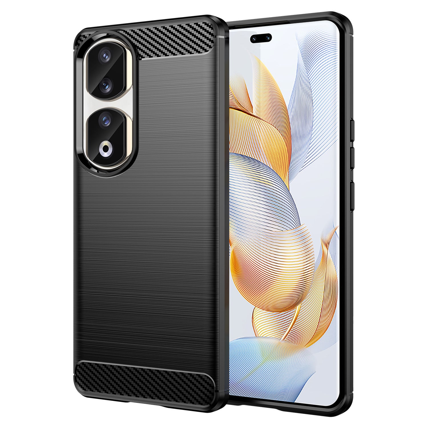 For Honor 90 Pro Carbon Fiber Texture Phone Case Soft TPU Brushed Anti-fall Cover