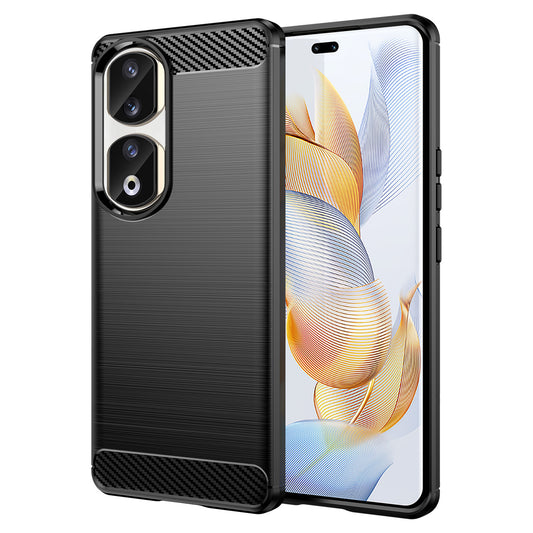 For Honor 90 Pro Carbon Fiber Texture Phone Case Soft TPU Brushed Anti-fall Cover