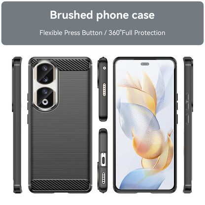 For Honor 90 Pro Carbon Fiber Texture Phone Case Soft TPU Brushed Anti-fall Cover