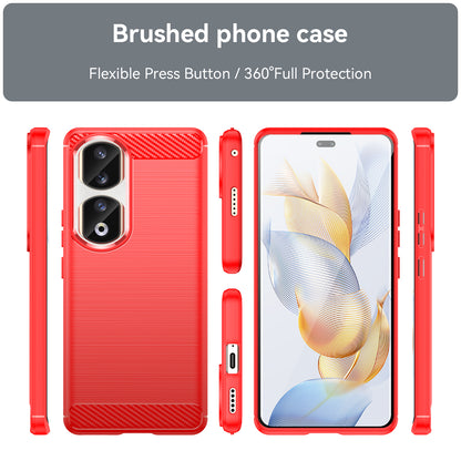 For Honor 90 Pro Carbon Fiber Texture Phone Case Soft TPU Brushed Anti-fall Cover