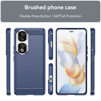 For Honor 90 Pro Carbon Fiber Texture Phone Case Soft TPU Brushed Anti-fall Cover