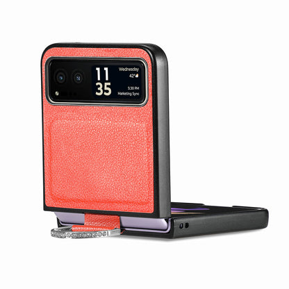 Finger Ring Holder Phone Case for Motorola Razr 40 5G , Litchi Texture Leather Coated PC Cover