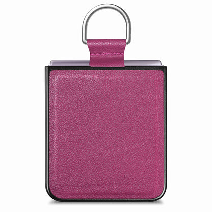 Finger Ring Holder Phone Case for Motorola Razr 40 5G , Litchi Texture Leather Coated PC Cover