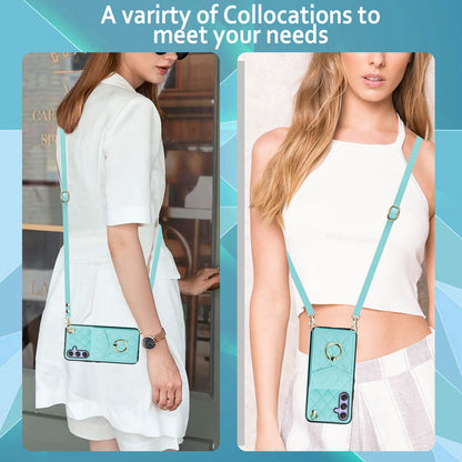RFID Blocking Back Case for Samsung Galaxy A14 4G / 5G , PU Leather+TPU Ring Kickstand Multiple Card Slots Phone Cover