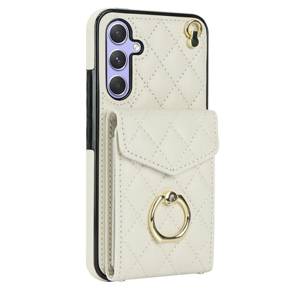 RFID Blocking Back Case for Samsung Galaxy A14 4G / 5G , PU Leather+TPU Ring Kickstand Multiple Card Slots Phone Cover